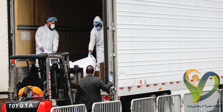  استفاده از کامیون‌های یخچال‌دار در منهتن برای نگهداری اجساد قربانیان کرونا